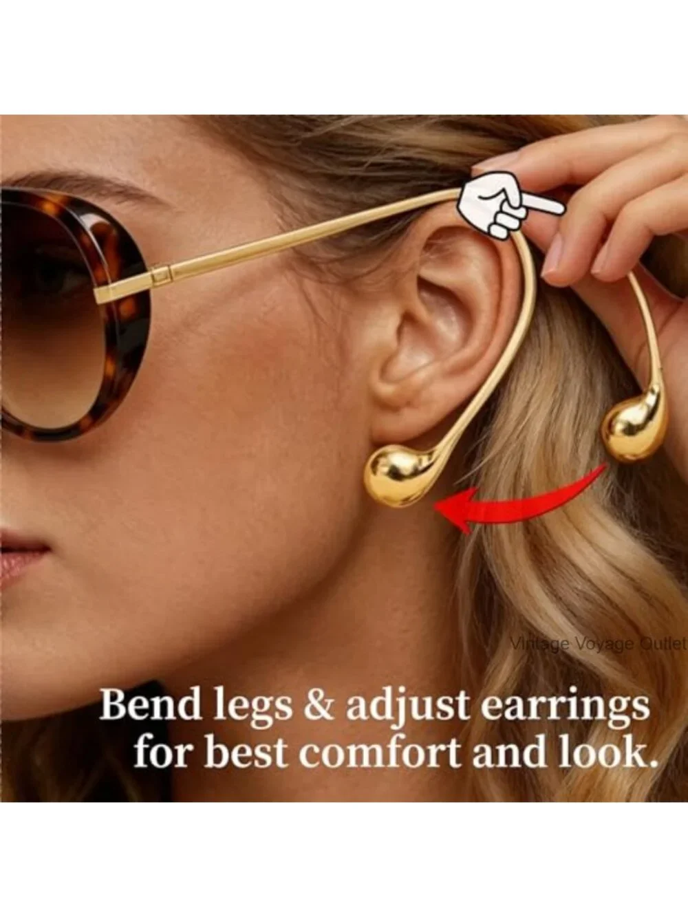 Oversized Retro Aviator Sunglasses for Women Metal Frame UV400 Protection